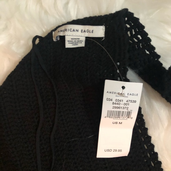 NWT ae crochet halter crop top black size medium - Picture 5 of 5